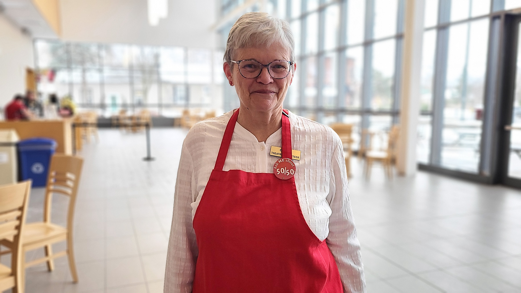 Drayton Entertainment volunteer Catherine Pettem at Hamilton Family Theatre Cambridge.